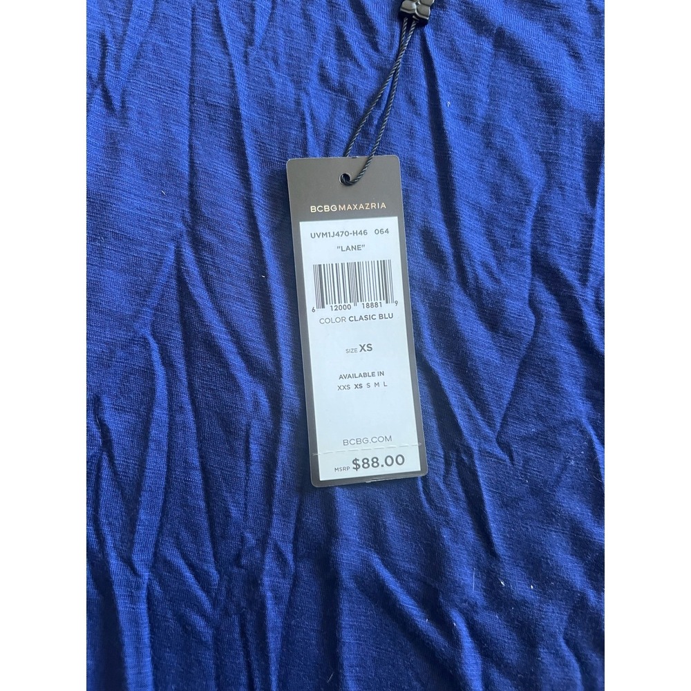 BCBGMAXAZRIA Blue Long Sleeve Tunic Top Classic Blu XS NWT‎ Asymmetrical - Picture 3 of 6